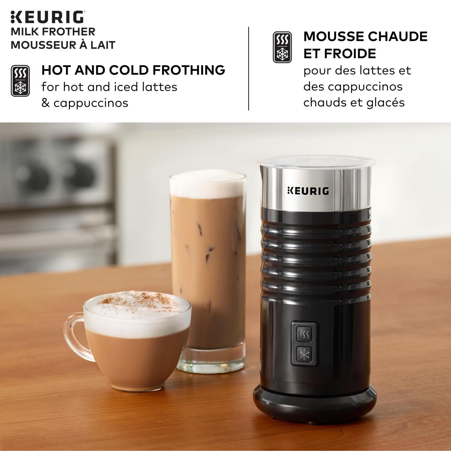 Keurig Milk Frother For Lattes And Cappuccinos, Features Hot And Cold Function, Froth cold or hot beverages