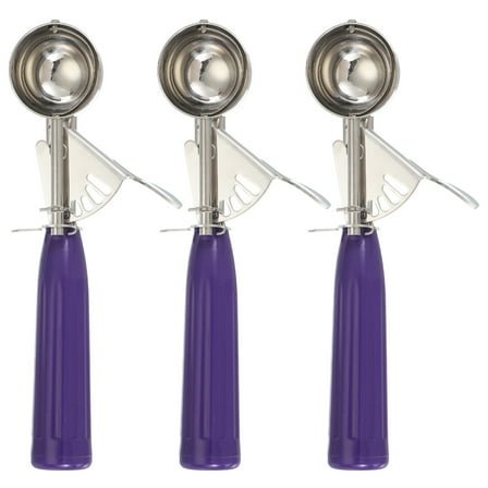 Uxcell 3 Pcs Cookie Scoops, Ice Cream Scoop with Trigger for Baking Cookie Dough Rice Pudding Kitchen Gadget, Purple