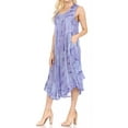 thumbnail image 3 of Sakkas Nora Sleeveless Embroidered Short Tie Dye Caftan Dress / Cover Up - 3-DustyBlue - One Size, 3 of 5