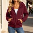 thumbnail image 5 of Fashion Zip Up Hoodie for Womens Pullover Plus Size Solid Color Pockets Zipper Long Sleeved Regular Top Hooded Sweatshirts Coat Outwear, 5 of 9