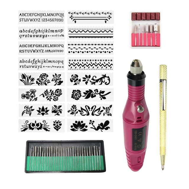Juego de herramientas de grabado de 60 piezas Soledad Bolígrafo de grabado eléctrico rojo