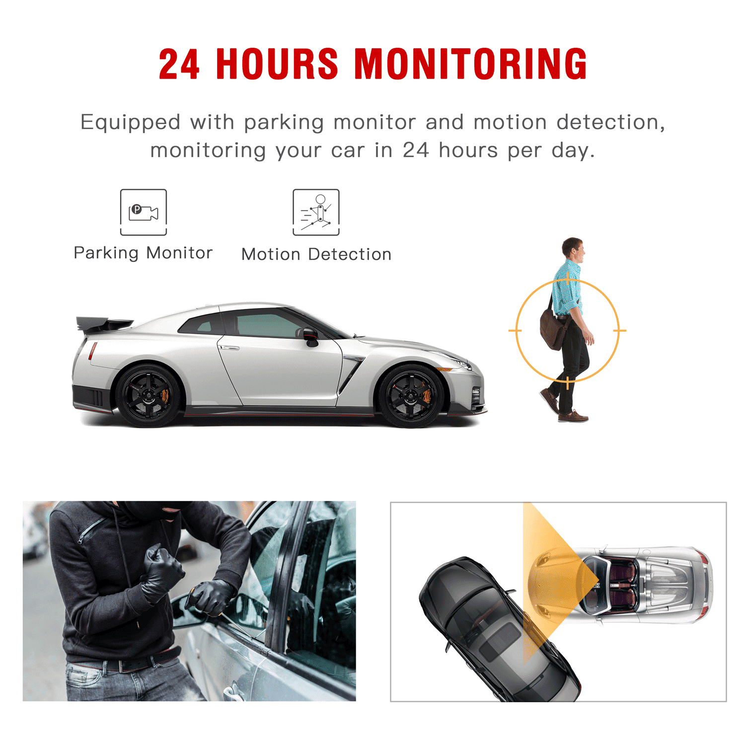 G-sensor Parking Monitor Dual Lens 1080P Front Camera and IP67 Waterproof Rear Camera Motion Detection Suitable for Night Vision Dash Cam ILIHOME 7 Touch Screen Mirror Auto Camera 