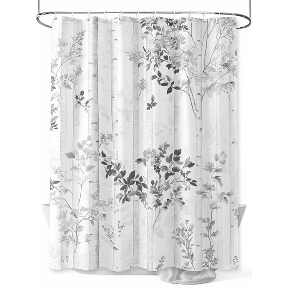 Fsddascl Grey Branches Forest Shower Curtain Set - Extra Long 72" x 96" Washable Bathtub Curtain with 12 Hooks, Gray Tree Watercolor Waterproof Fabric Stall Shower Curtains for Bathroom/Bathtub