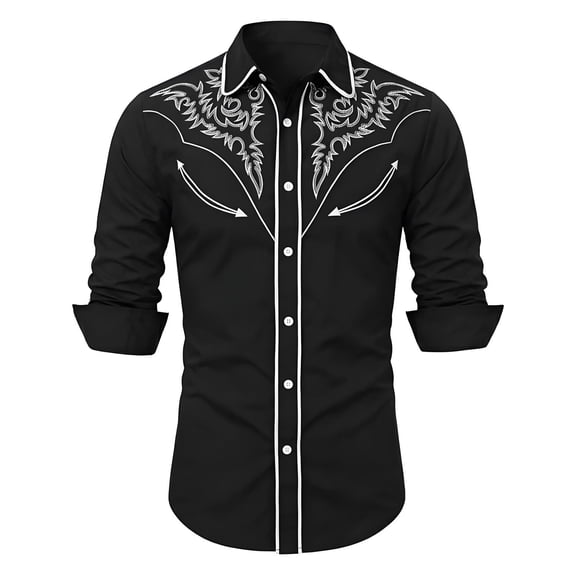 JAJAHO Boys Cowboy Hippie Shirts Long Sleeve Button Down Collared Casual Floral Printed Shirts For Kids 4-13Y Trendy Tops