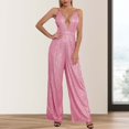 thumbnail image 2 of MSJUHEG Sleeveless Jumpsuits for Women,Backless Jumpsuit for Women,V Neck Jumpsuits for Women,Business Casual Outfits for Women,V Backless Sequin Long Skirt,Workout One Piece for Women Pink XL, 2 of 6