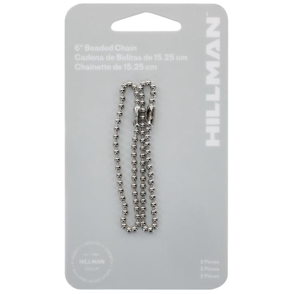 Hillman 5983093 6 in. Dia. Metal Silver Beaded Chain Key Ring - Pack of 5 & 2 per Pack