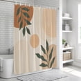 thumbnail image 6 of Bohemian Bathroom Shower Curtains with 12 Hooks Polyester Waterproof Shower Curtain for Stalls and Bathtubs Abstract Boho Circle Striped Leaves Beige Decorative Bathroom Privacy Curtain 36x72 Inches, 6 of 9