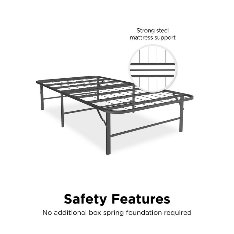 Mainstays Foldable Metal Platform Bed Frame Mattress Foundation Black Twin Walmart