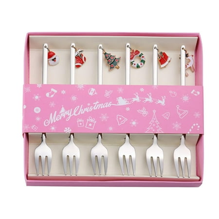 

Christmas Dessert Spoon | 6Pcs Cutlery Forks for Christmas | Christmas Drink Stirrers Stainless Steel with Christmas Pendant Dessert Teaspoons Soup Spoons for Christmas Decor