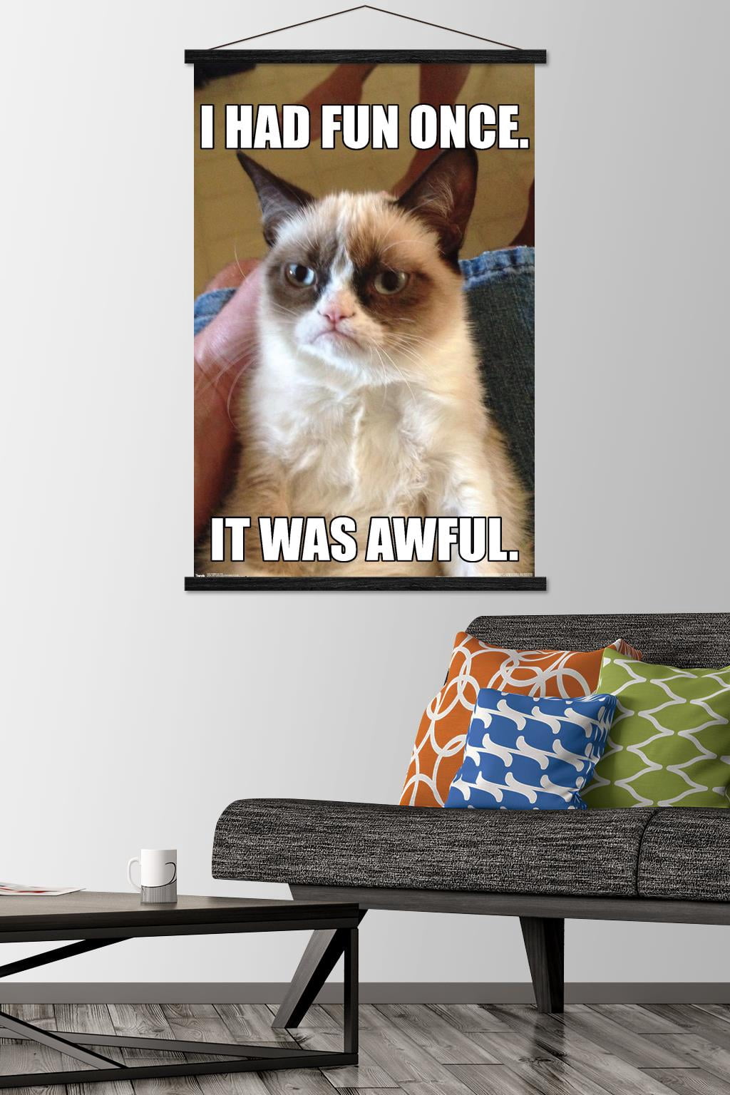 Grumpy Cat - Fun Wall Poster with Wooden Magnetic Frame, 22.375" x 34"