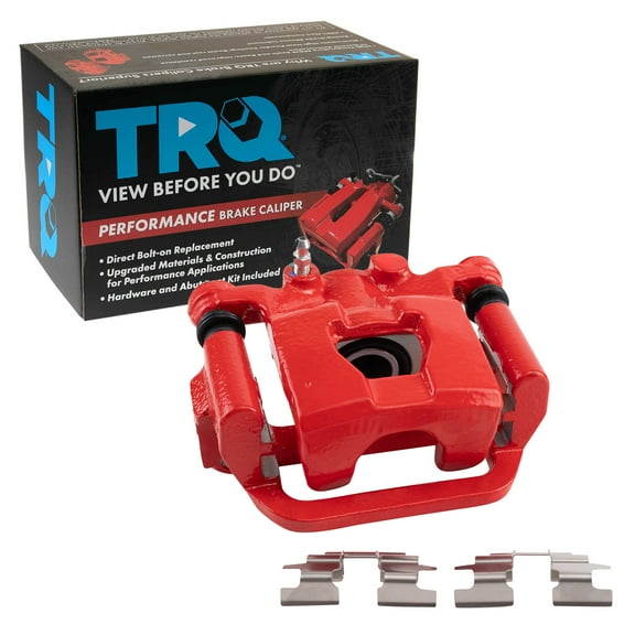 TRQ Rear Right Brake Caliper w/Bracket Performance Red Passenger Side Compatible with 2002-2018 Nissan Altima 2003-2007 Maxima