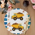 thumbnail image 3 of Yellow Truck Round 13 Inch Placemats Set of 2, Stars Navy Blue Checkered Modern Art HeatResistant Non Slip Place Mats for Dining Table, Wipeable Braided Kitchen Table Mats for Housewarming, 3 of 9