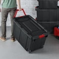 thumbnail image 6 of Sterilite Extra-Large Wheeled Industrial Storage Bin, 40 Gallon Durable Plastic Storage Tote with Latching Lid and Pull Handle, Black, 2 Pack, 6 of 15