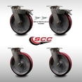 thumbnail image 2 of 8 Inch 316SS Poly on Aluminum Caster Set w/Delrin Bearings 2 Swivel Lock 2 Brake, 2 of 2