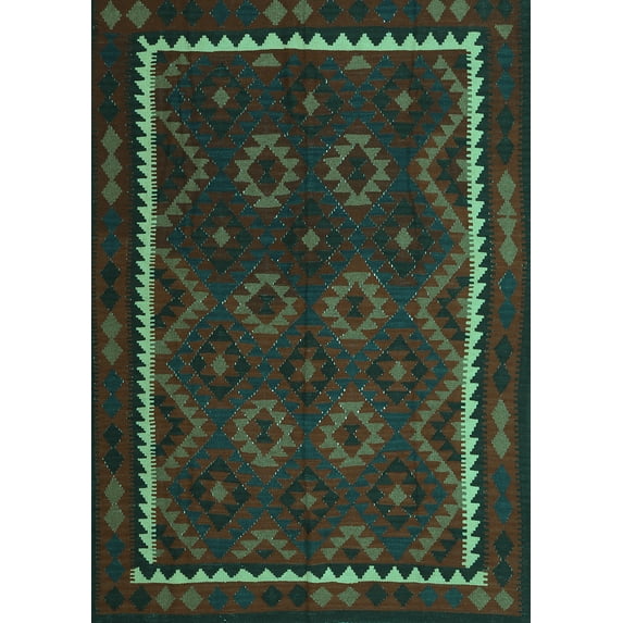 Ahgly Company Indoor Rectangle Oriental Turquoise Blue Traditional Area Rugs, 2' x 3'