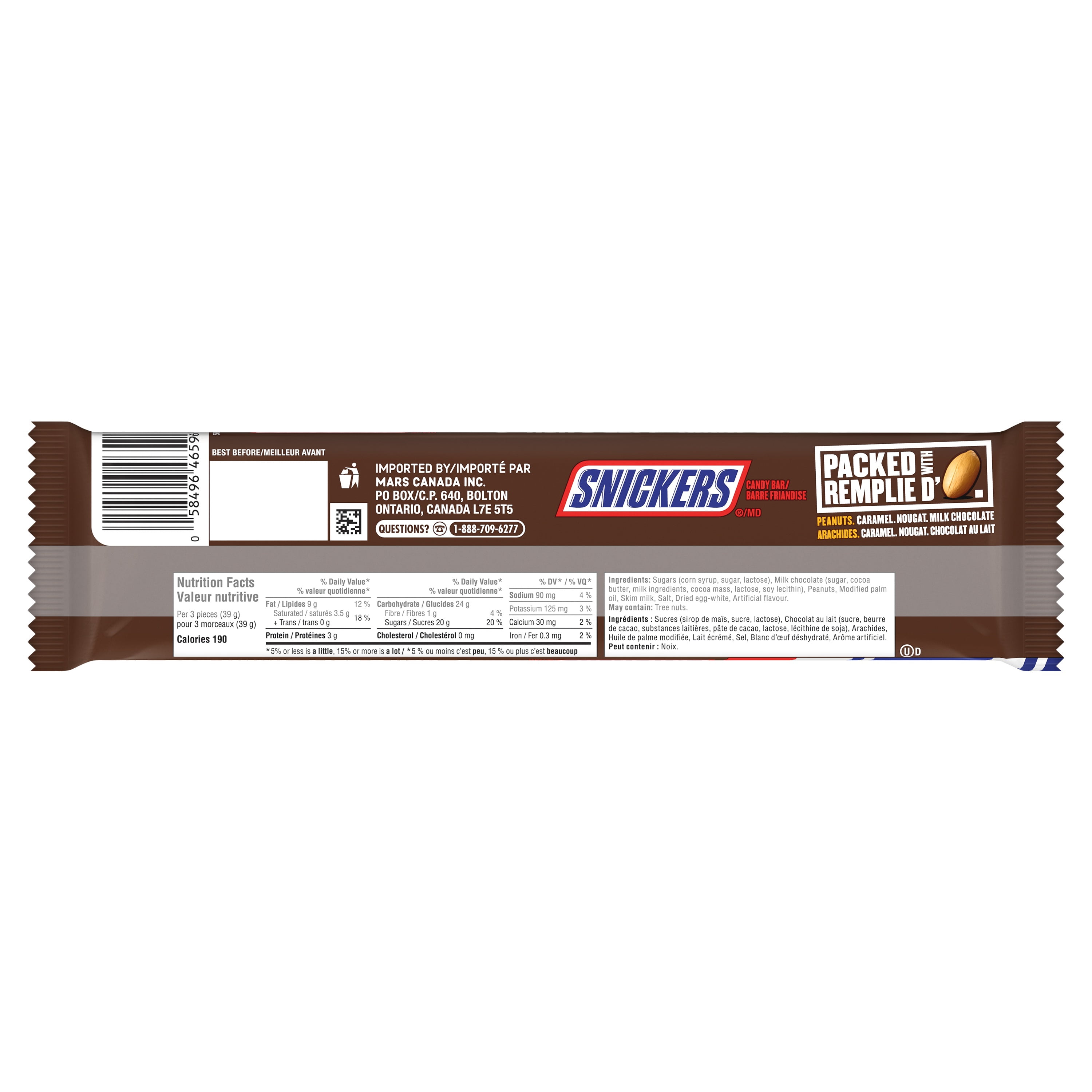 SNICKERS, Peanut Milk Chocolate Candy Bars, 8 Fun Size Bars, 104g