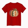 thumbnail image 4 of KPOPLK Girls Halloween Pumpkin Shirt Fall Winter Ghost Graphic Print Short Sleeve T-Shirt Kids Top Size 7-8 Years,Red, 4 of 4