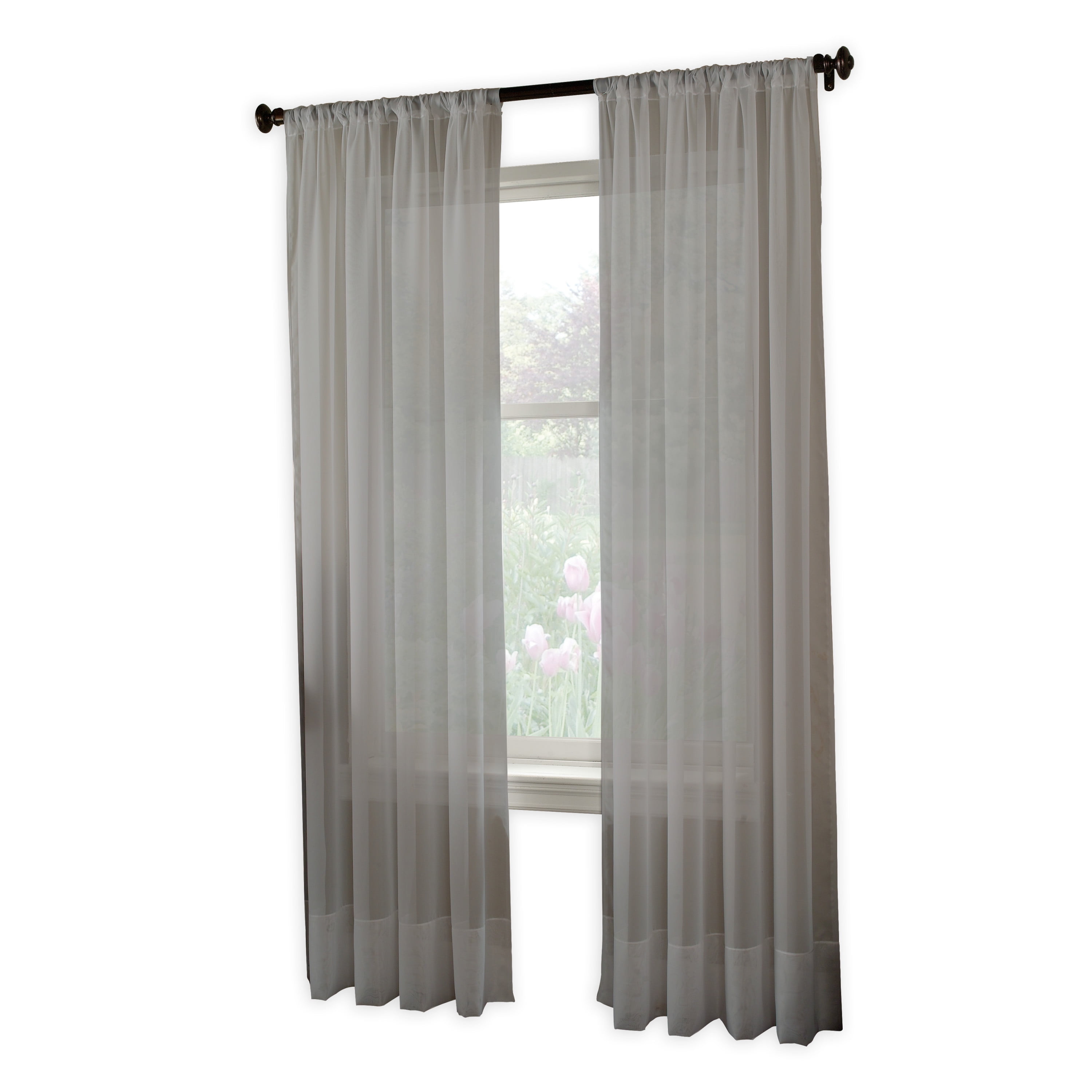 Curtainworks Soho Voile Indoor Polyester Sheer Poletop Single Panel, Silver, 59" x 132"