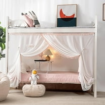 WYZCTTD Students Dorm Bunk Mosquito Net Bed Canopy Netting Students Bed Curtains for Student Dormitory Bedroom Decoration (White-3, 35" W x 74" L (Pack of 1)