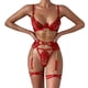 thumbnail image 1 of Gibobby Ropa interior mujer sexy Conjunto de Liguero con Sujetador de Encaje, Lencería Elegante y Exquisita para Mujer para Noche de Bodas, Luna de Miel y Más(Rojo, G), 1 of 5