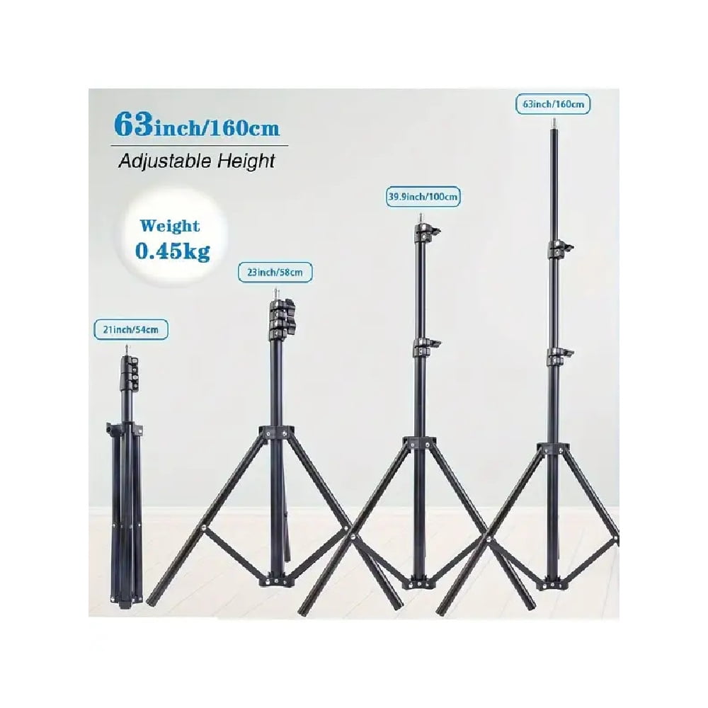 1pc 63-inch With Foldable Tripod &  Phone Holder clip 160.02 Cm Multifunctional Tripod, Tripod For Phone And Camera