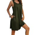 thumbnail image 1 of KIHOUT Vestidos sin mangas para mujer Ofertas de tallas grandes Camisón para mujer con bolsillos Camisas de dormir Ropa de dormir sin mangas Camisón plisado frontal Camisón de cuello redondo, 1 of 7