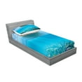 thumbnail image 2 of Ambesonne Tropical Fitted Sheet & Pillow Sham Set, Small Island in Ocean, Twinxl, Aqua Forest Green, 2 of 2