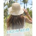 thumbnail image 4 of Gorro de sol FURTALK para mujer, verano, paja, playa, ala ancha, beige, 4 of 6