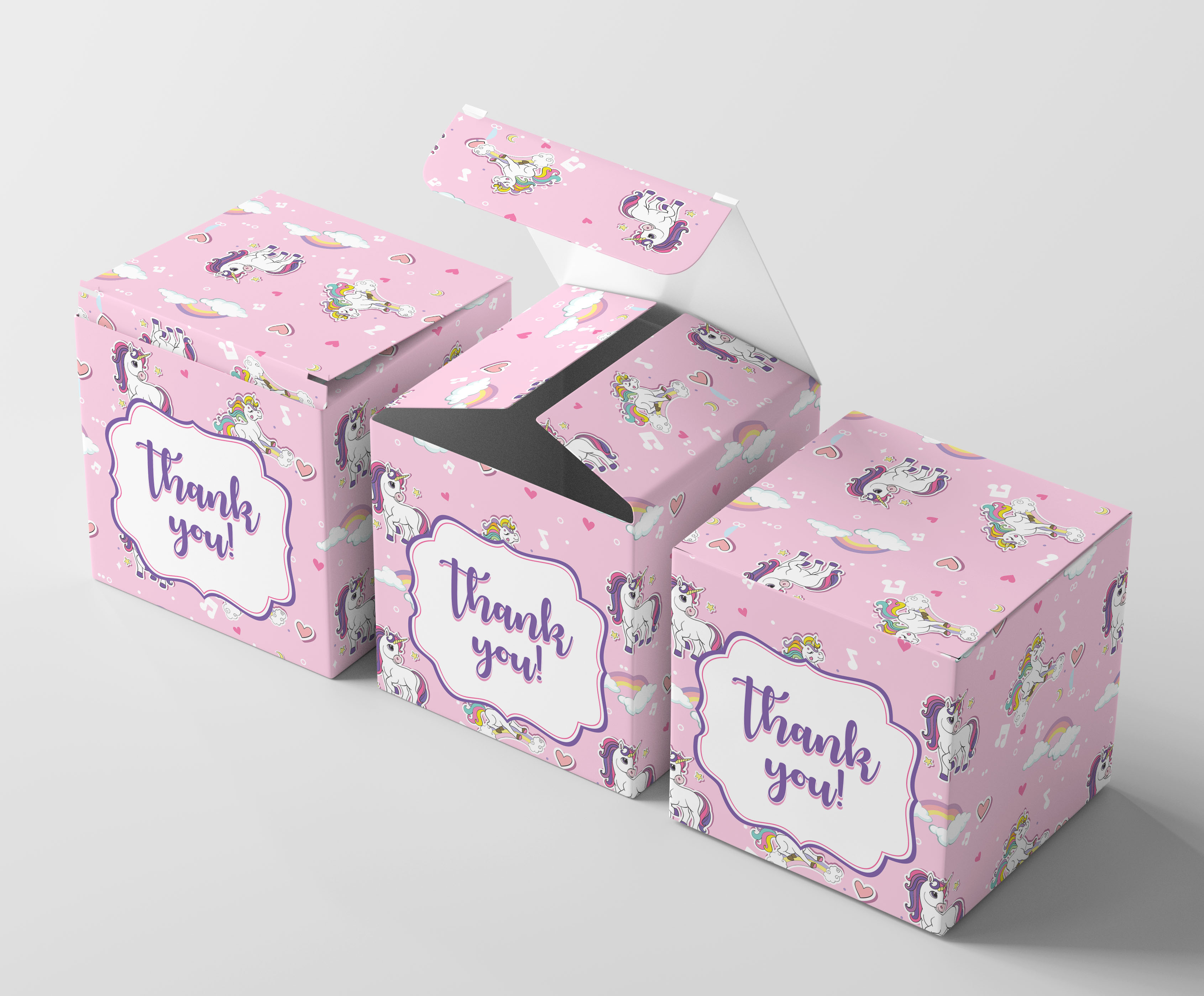 InkdotpotPaper Box -Mini Favor Box ForBaby Shower4x4x4 Inches Paper Gift Boxes, Candy Paper Box For Party Favors, Baby ShowerUnicorn,GirlTheme- Pack Of 20