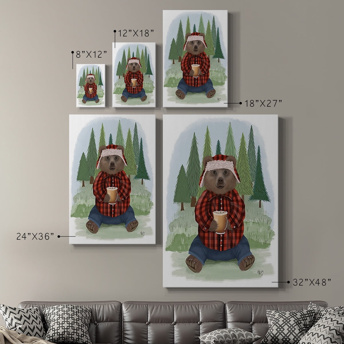 Lumberjack Bear Latte Premium Gallery Wrapped Canvas - Ready to Hang