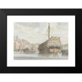 thumbnail image 2 of Abraham-Louis-Rodolphe Ducros 24x18 Black Modern Framed Museum Art Print Titled - View of Haven with Galei Ship Near the Werf (1778), 2 of 5