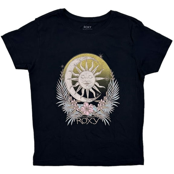 Roxy Women's Sun and Moon Graphic Tee T-Shirt (X-Small, Black)