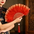 thumbnail image 1 of Éventail Pliant / Éventail Vintage pour Performance de Danse, Accessoires de Mariage, Pique-Niques et Rassemblements / Décoration Intérieure et Extérieure et Refroidissement / Éventail en Plastique de 16,54 Pouces de Longueur, 1 of 6