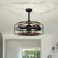 thumbnail image 4 of Warehouse of Tiffany Amable 26 Inch Farmhouse and Industrial Style Matte Black Finish Lighted Ceiling Fandelier with Remote, 4 of 5