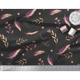 thumbnail image 3 of Soimoi Black Cotton Duck Fabric Leaves & Feather Print Fabric by the Yard 42 Inch Wide, 3 of 3