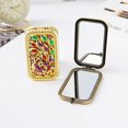 thumbnail image 3 of ZHU YU CHUN 1PC Vintage Lateral Tail Peacock Pattern Cosmetic Makeup Pocket Purse Magnification Jewel Mirror （Rectangle）, 3 of 3