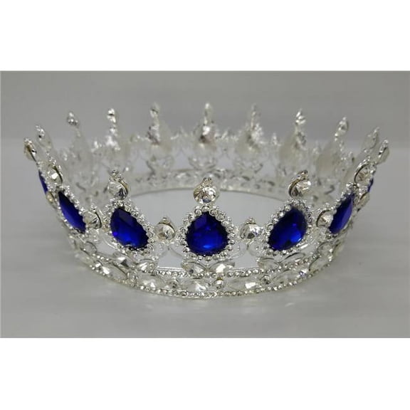 Tian Sweet 34011-RB 7 oz Silver Crown with Big Rhinestones - Royal Blue