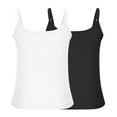 thumbnail image 6 of QUINDOS 2 Pack Womens Tank Tops Summer Athletic Ribbed Womens Camisoles Spaghetti Strap Yoga Crew Neck Sleeveless MultiPack Cami Tops Solid Color Slim Fitted Undershirts, 6 of 6