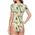 thumbnail image 4 of Naloa Watercolor Bright Sunflowers Women's Short-Sleeved Onesie, One-Piece Swimsuit for Parties, dates, clubs - XX-Large, 4 of 9