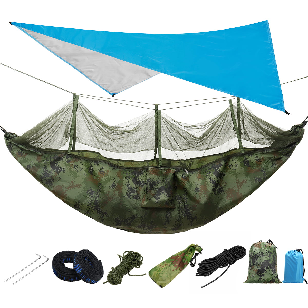 Sunshade Camping Tent Hanging Tarpaulin Backpacking Canopy Shelter Sleep Hammock 
