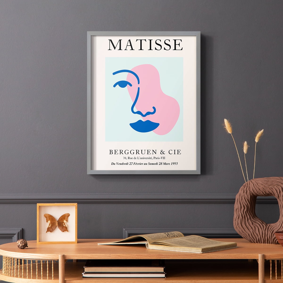 Matisse CDXCIX in Gray Solid Wood Framed Print No Nail Hanging