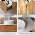 thumbnail image 3 of 60" Bathroom Vanity with Double Sink, Floating Bathroom Vanities with Ultra-Thin Ceramic Basin and Marble Top, 2 Large Soft-Closing Storage Drawers, Pre-Assembled Cabinet, Nature Wood, 3 of 7