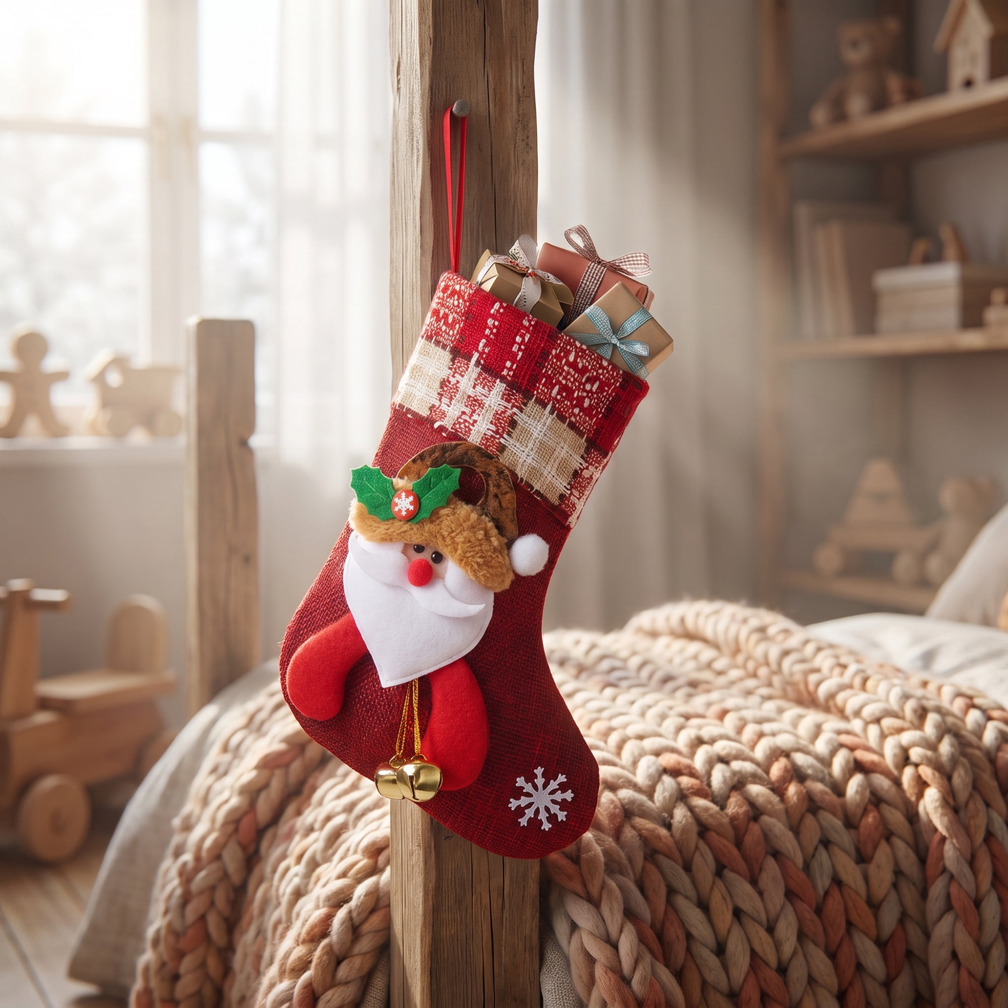 Unique Bargains Heritage Character Christmas Stocking Double Layer Timeless Sock Red 8"