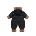 thumbnail image 4 of LIIPEE Girls Boys Plush Onesie Solid Color Long Sleeve Hooded Zip Up Fuzzy Snowsuit Jumpsuit Child Handsome Birthday Wedding Weekend Plush Onesie,Black,18-24 Months, 4 of 9