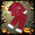 thumbnail image 2 of Miaoju Cotton Halloween Pajamas Size 14 Top Ghost Print Long Sleeved Top Comfortable Home Clothes 2 Piece Loungewear, 2 of 5