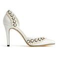thumbnail image 2 of XYD Women Elegant Pearls D'Orsay Pumps Pointed Closed Toe Stiletto High Heels Slip-on Dress Evening Shoes Size 13.5 White, 2 of 4
