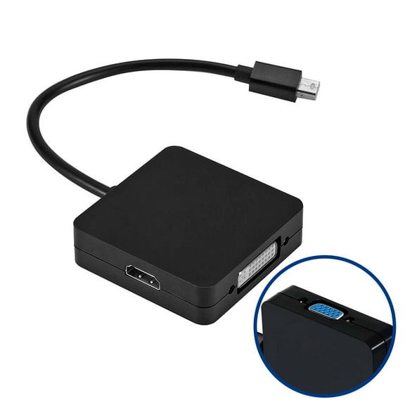 Meamaz 3 - in - 1 Mini DisplayPort (DP) to HDMI/DVI/VGA Adapter (Male to Female) for 1080P Output Compatible with MacBook Air, Mac Mini, Microsoft Surface Pro 3/4