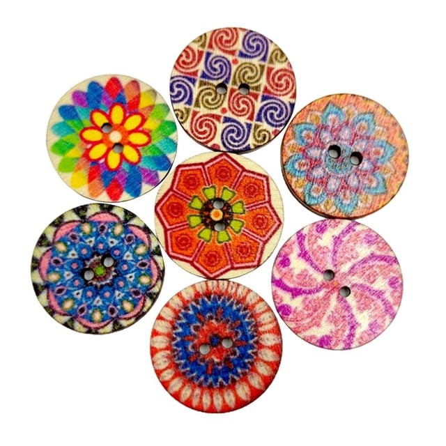 100-pack wooden buttons kids buttons decorative buttons flatback rainbow buttons Colored Series