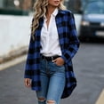 thumbnail image 2 of Edvintorg Womens Jackets Plaid Long Sleeve Button Down Casual Coat Lightweight Turndown Collar Loose Long Outerwear Womens Fashion Blue S, 2 of 7