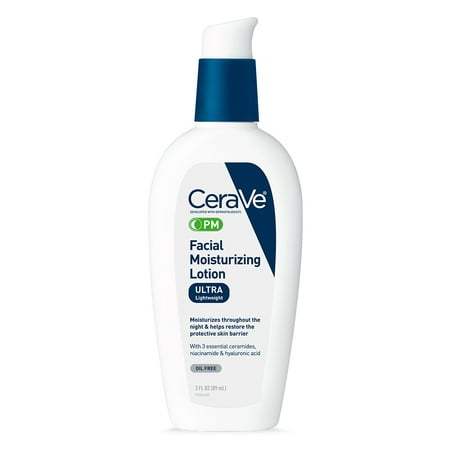 CeraVe PM Lotion, Face Moisturizer for Night Use, (Best Drugstore Moisturizer For Acne Prone Skin)